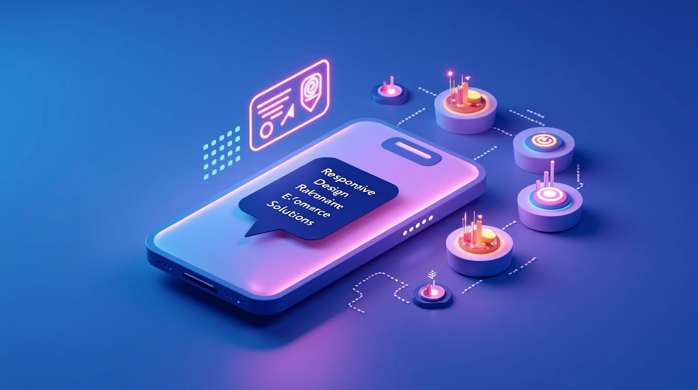 "Futuristic 3D mobile design with digital icons and chat interface, representing tools and concepts for web development beginners."
